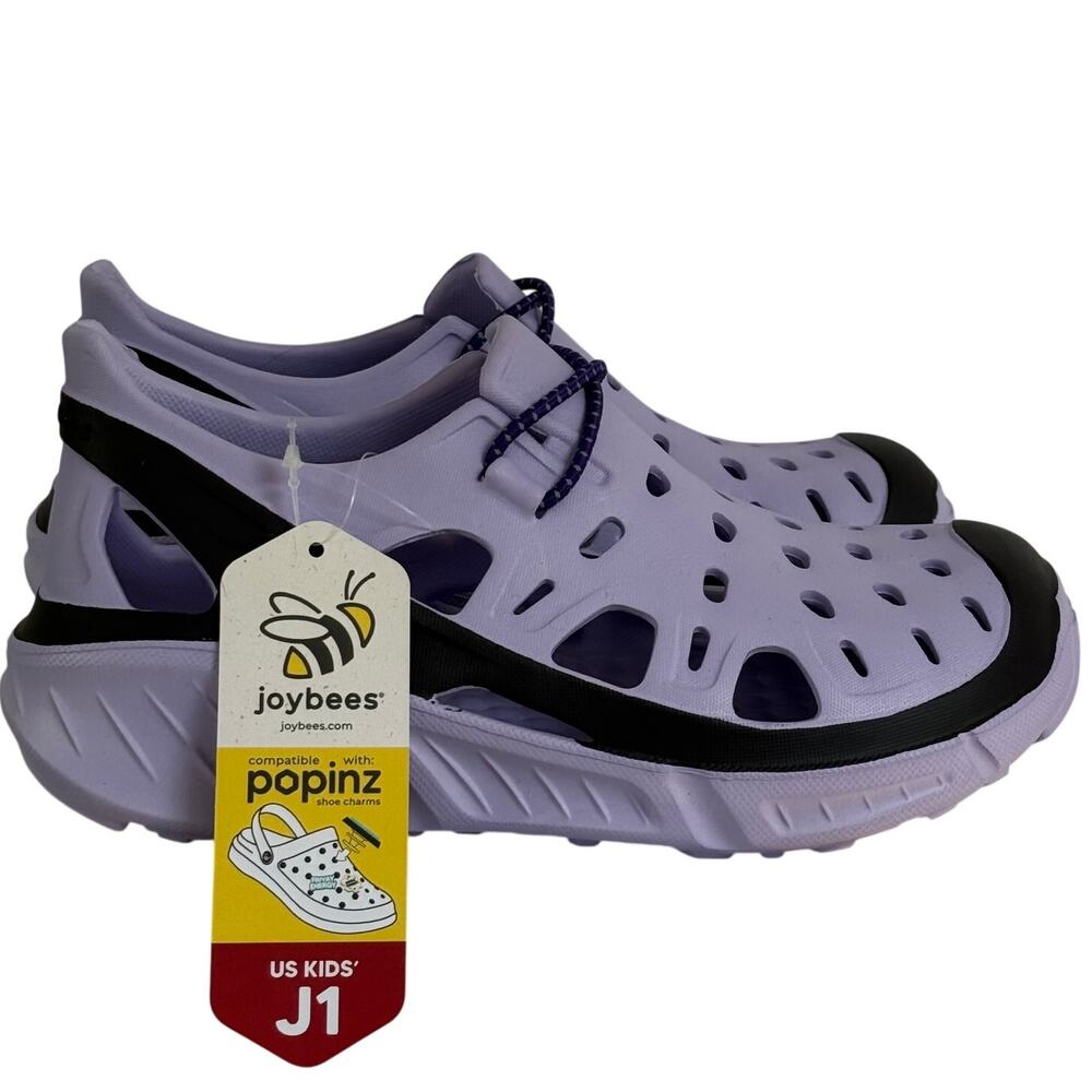 Joybees Kids Trekking Shoe Slip On EVA Water Sneaker Lilac Black Sz J1 NWT
